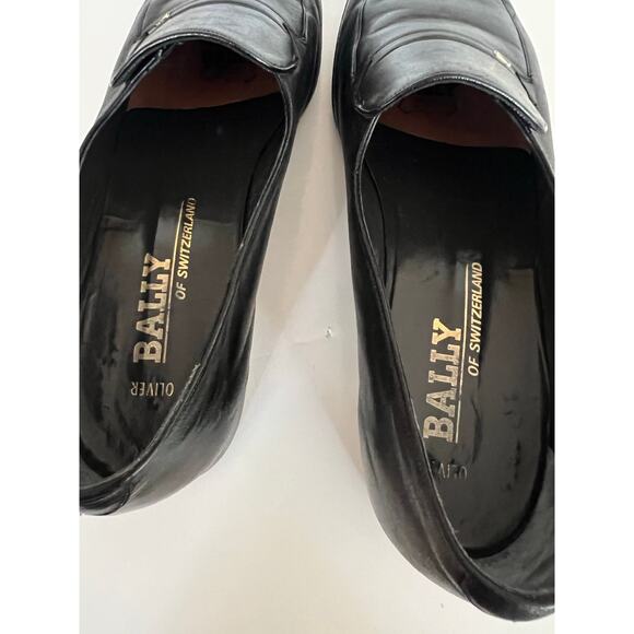 Bally Of Switzerland Oliver Loafer Shoe Black Nappa Leather Men Size 10.5 N JL